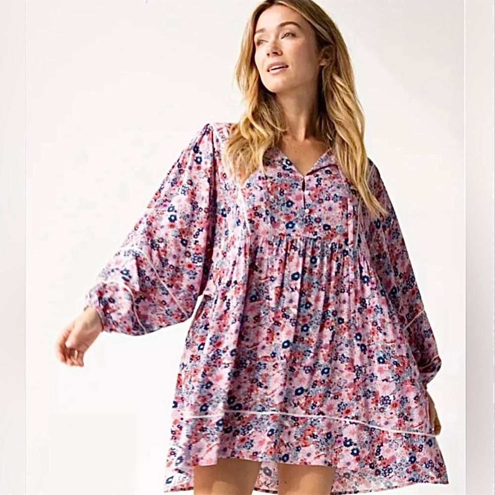 Natural Life Floral Oversized Tunic Dress